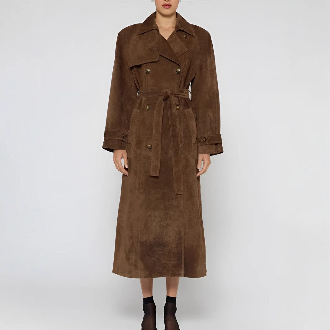 Amélie | Dames Lange Bruine Trenchcoat