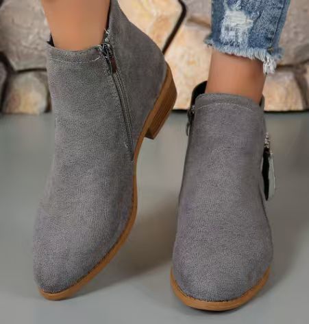 Femke | Dames Suède Enkellaarsjes met Rits