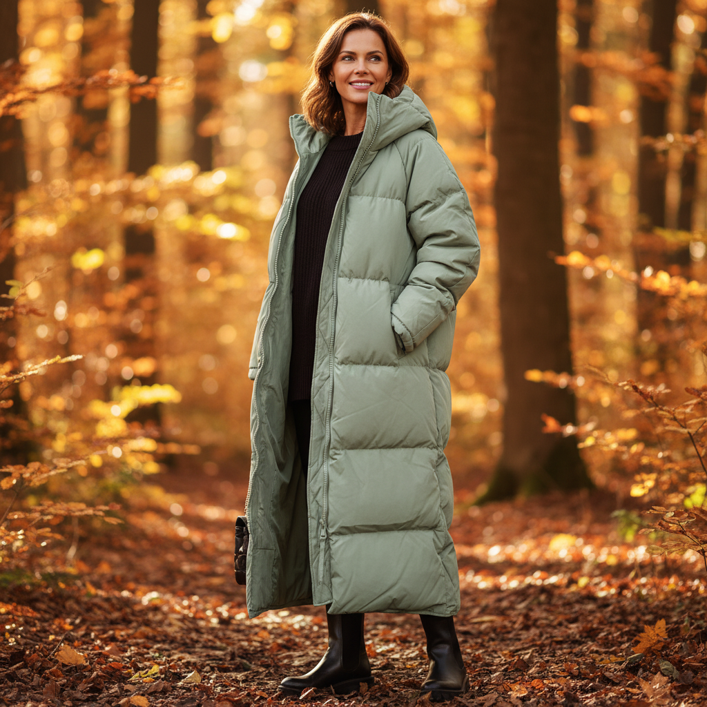 Anouk | Dames Lange Gewatteerde Pufferjas met Capuchon