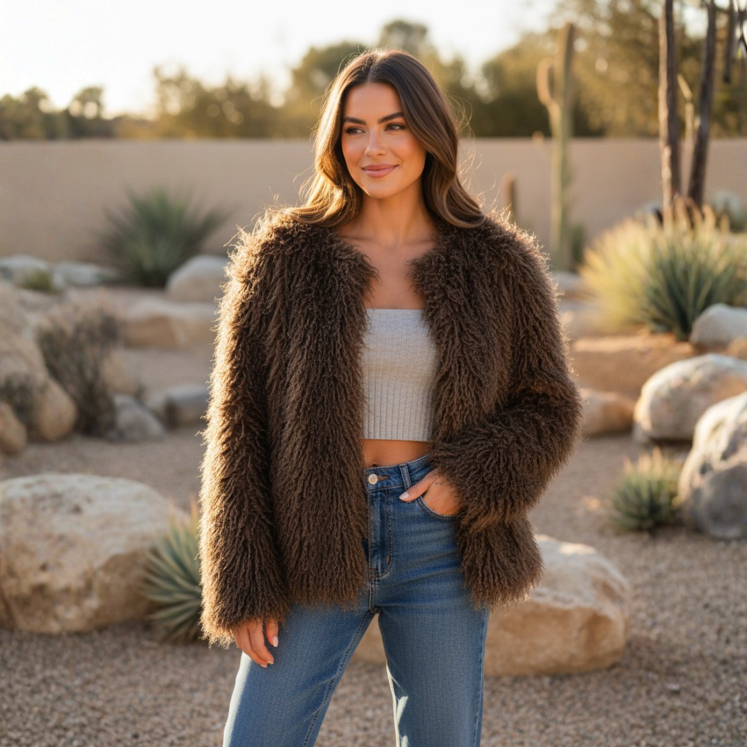 Maya | Dames Shaggy Faux Fur Jas