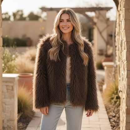 Maya | Dames Shaggy Faux Fur Jas