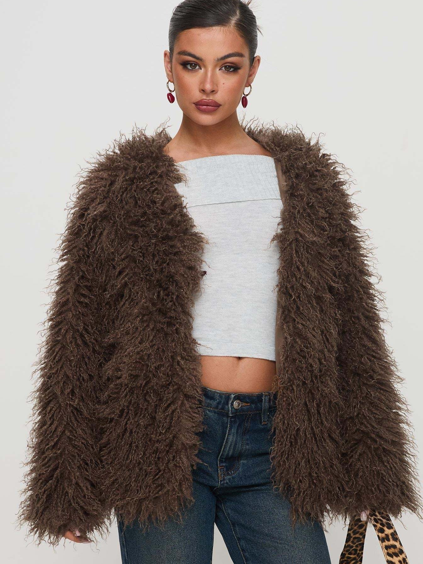Maya | Dames Shaggy Faux Fur Jas