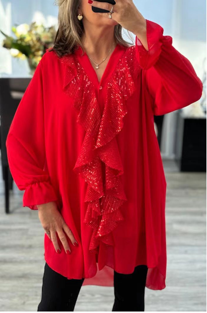 Helena | Dames Tuniek met Pailletten en Ruffles