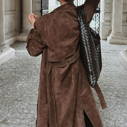 Amélie | Dames Lange Bruine Trenchcoat