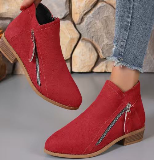 Femke | Dames Suède Enkellaarsjes met Rits