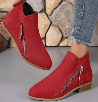 Femke | Dames Suède Enkellaarsjes met Rits