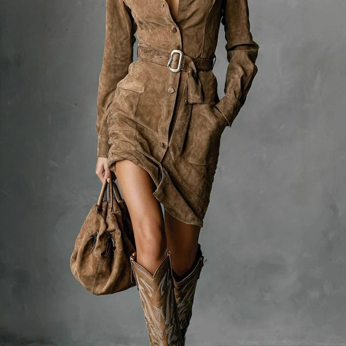 Adele | Dames Jurk met Ceintuur en Knoopsluiting