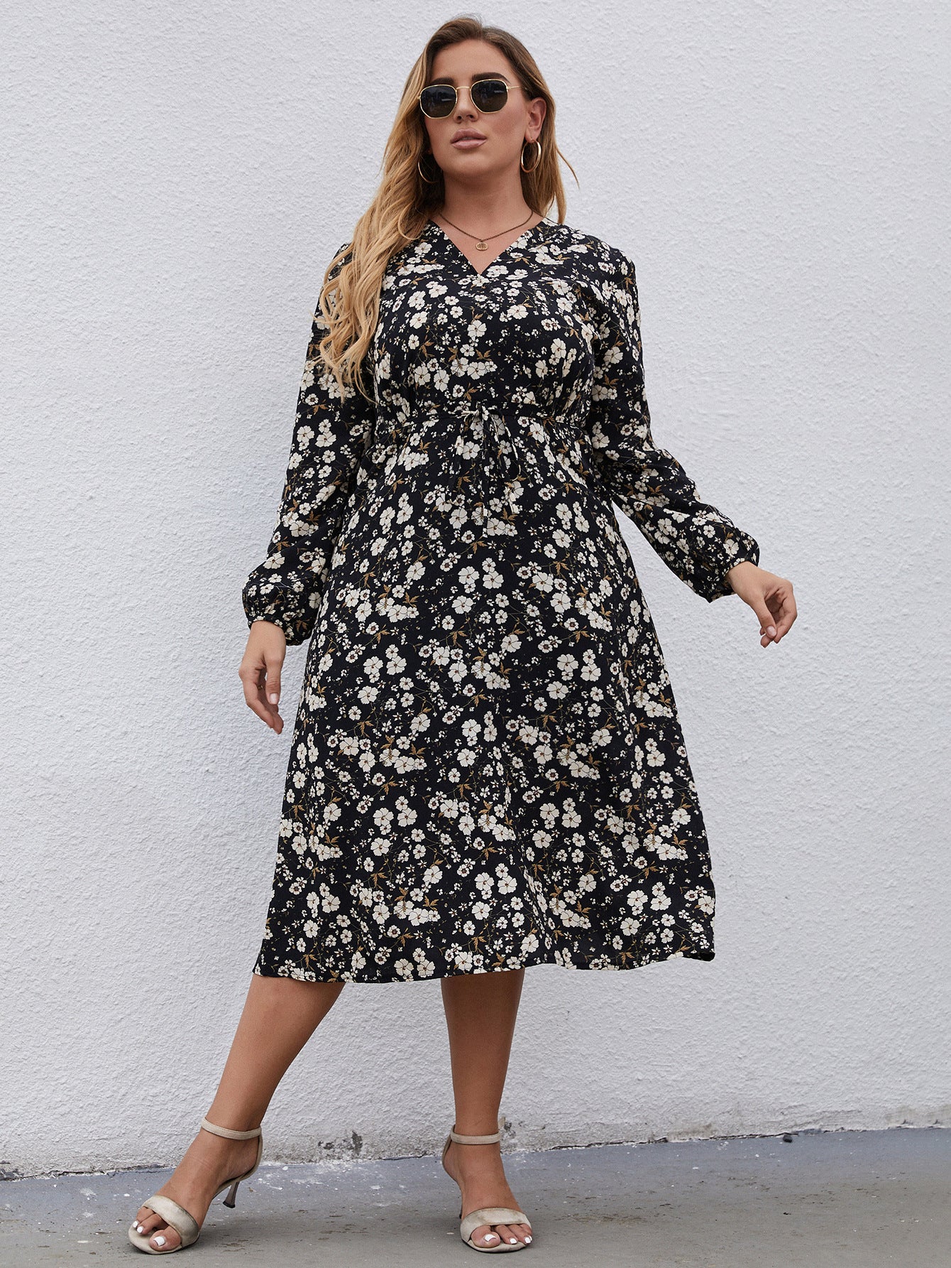 Elena | Dames Midi Jurk met Bloemenprint