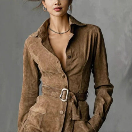 Adele | Dames Jurk met Ceintuur en Knoopsluiting