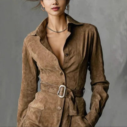 Adele | Dames Jurk met Ceintuur en Knoopsluiting