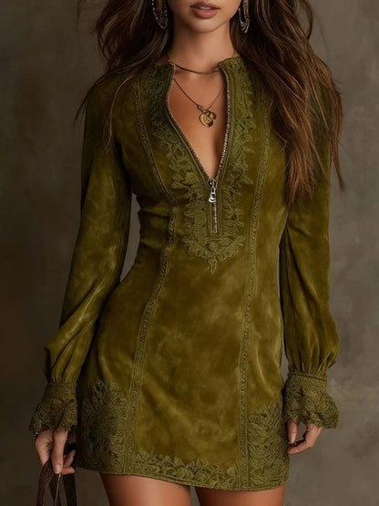 Romy | Dames Vintage Kant Mini Jurk