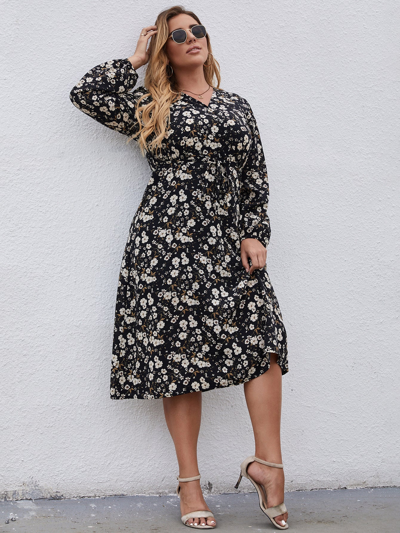 Elena | Dames Midi Jurk met Bloemenprint