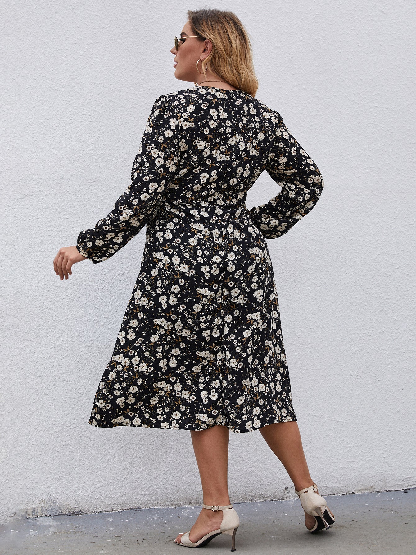 Elena | Dames Midi Jurk met Bloemenprint