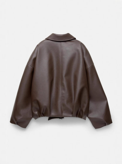 Lotte | Dames Oversized Faux-Leren Jasje met Ceintuur