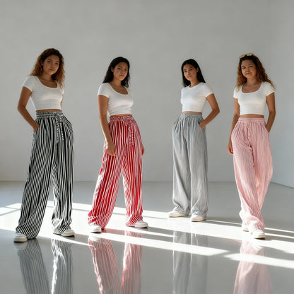 Femke | Dames Gestreepte Wijde Pantalon