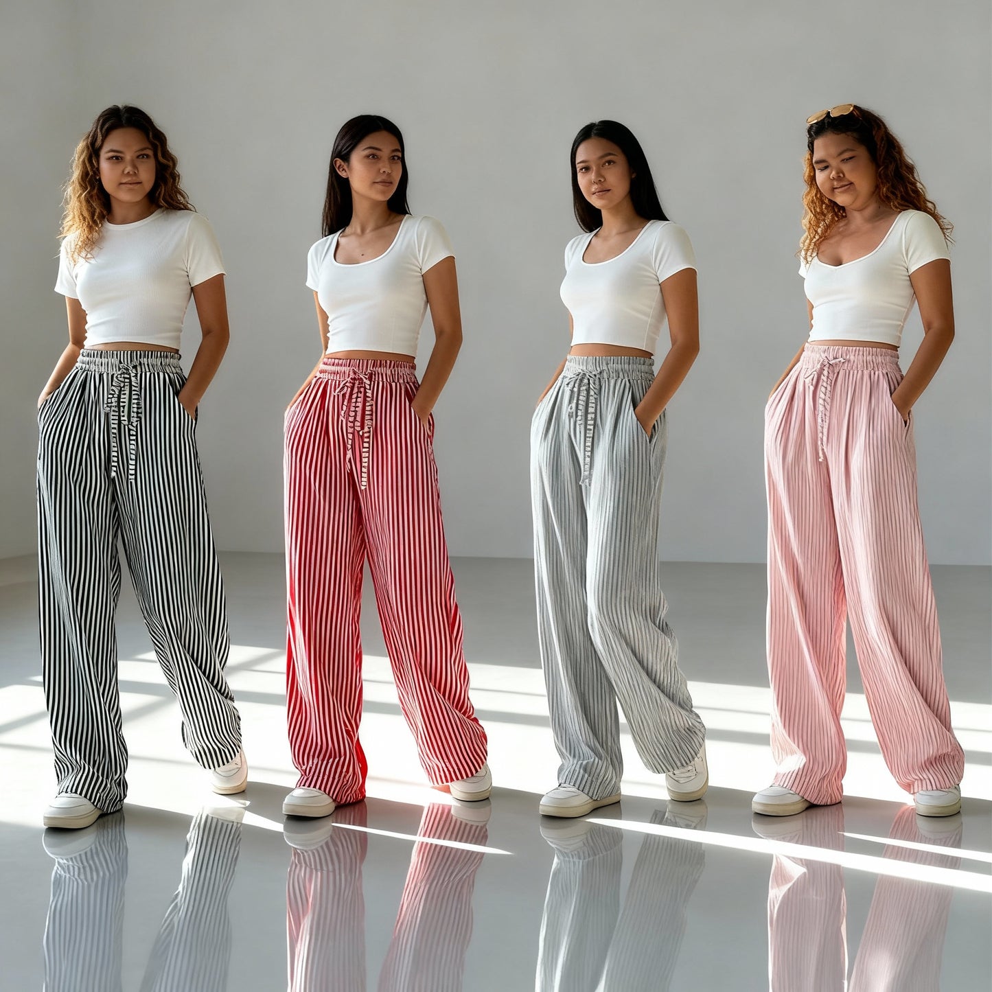 Femke | Dames Gestreepte Wijde Pantalon