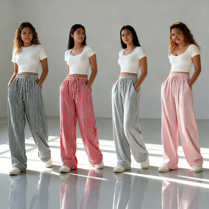 Femke | Dames Gestreepte Wijde Pantalon