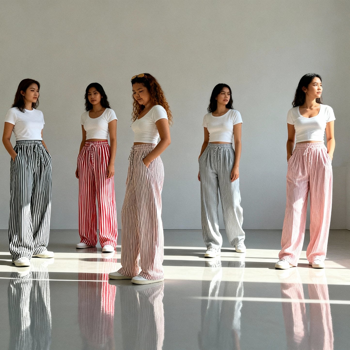 Femke | Dames Gestreepte Wijde Pantalon