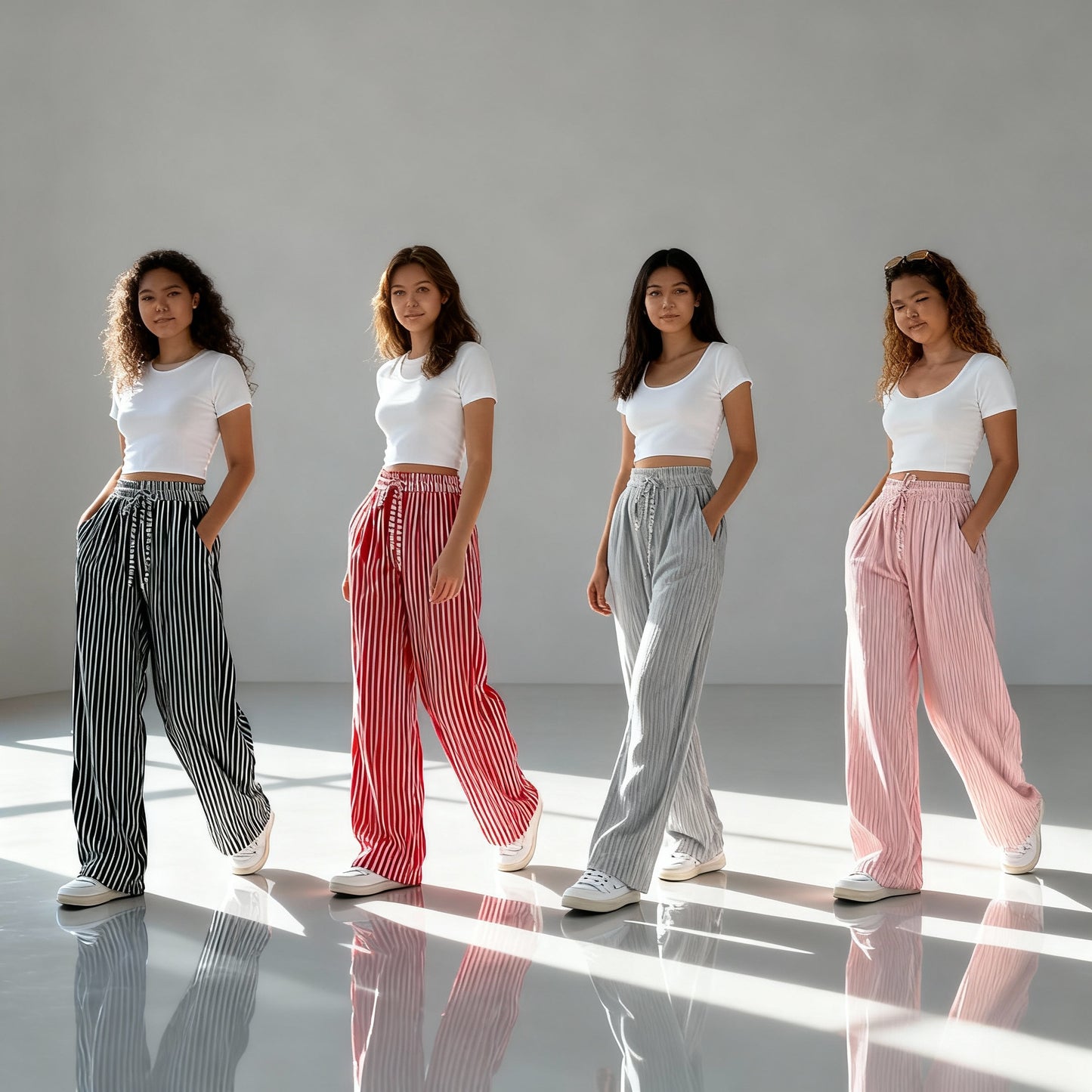 Femke | Dames Gestreepte Wijde Pantalon