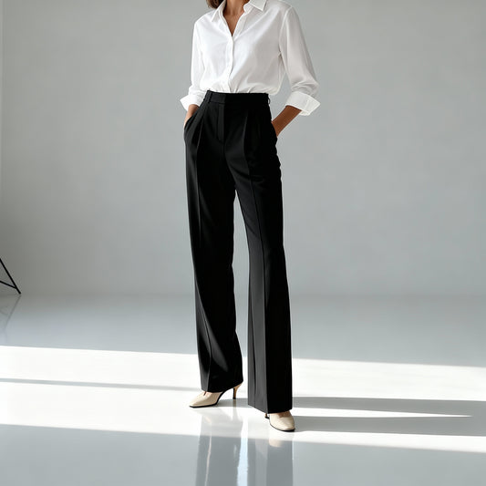 Elena | Dames High-Waist Broek met Wijde Pijpen