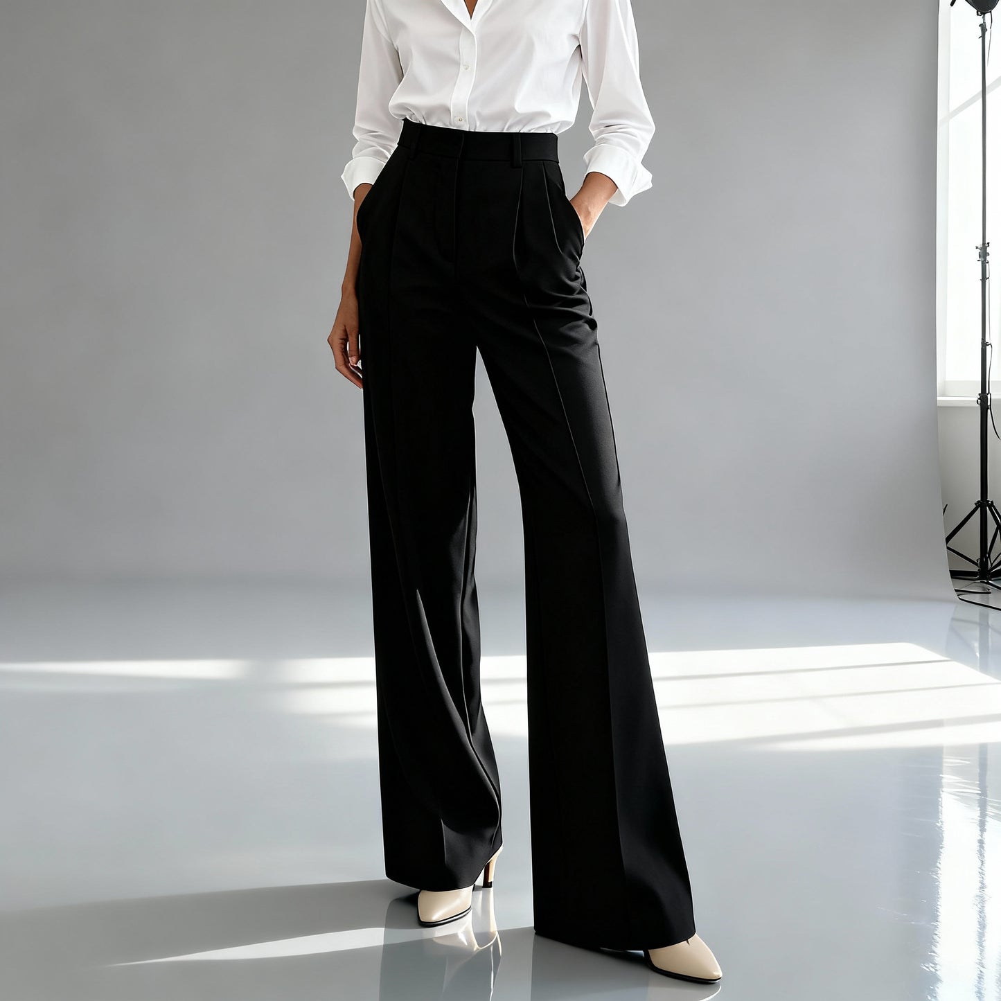 Elena | Dames High-Waist Broek met Wijde Pijpen