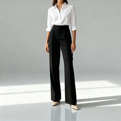 Elena | Dames High-Waist Broek met Wijde Pijpen