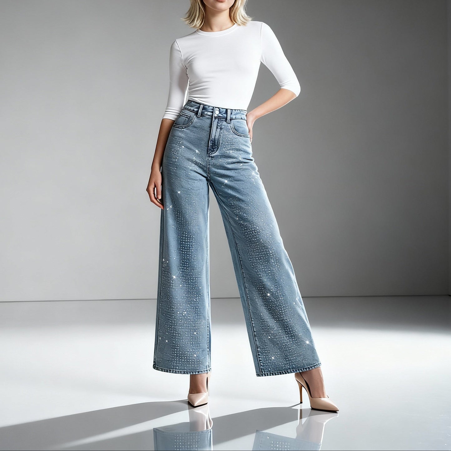 Sofie | Dames High-Waist Jeans met Wijde Pijpen