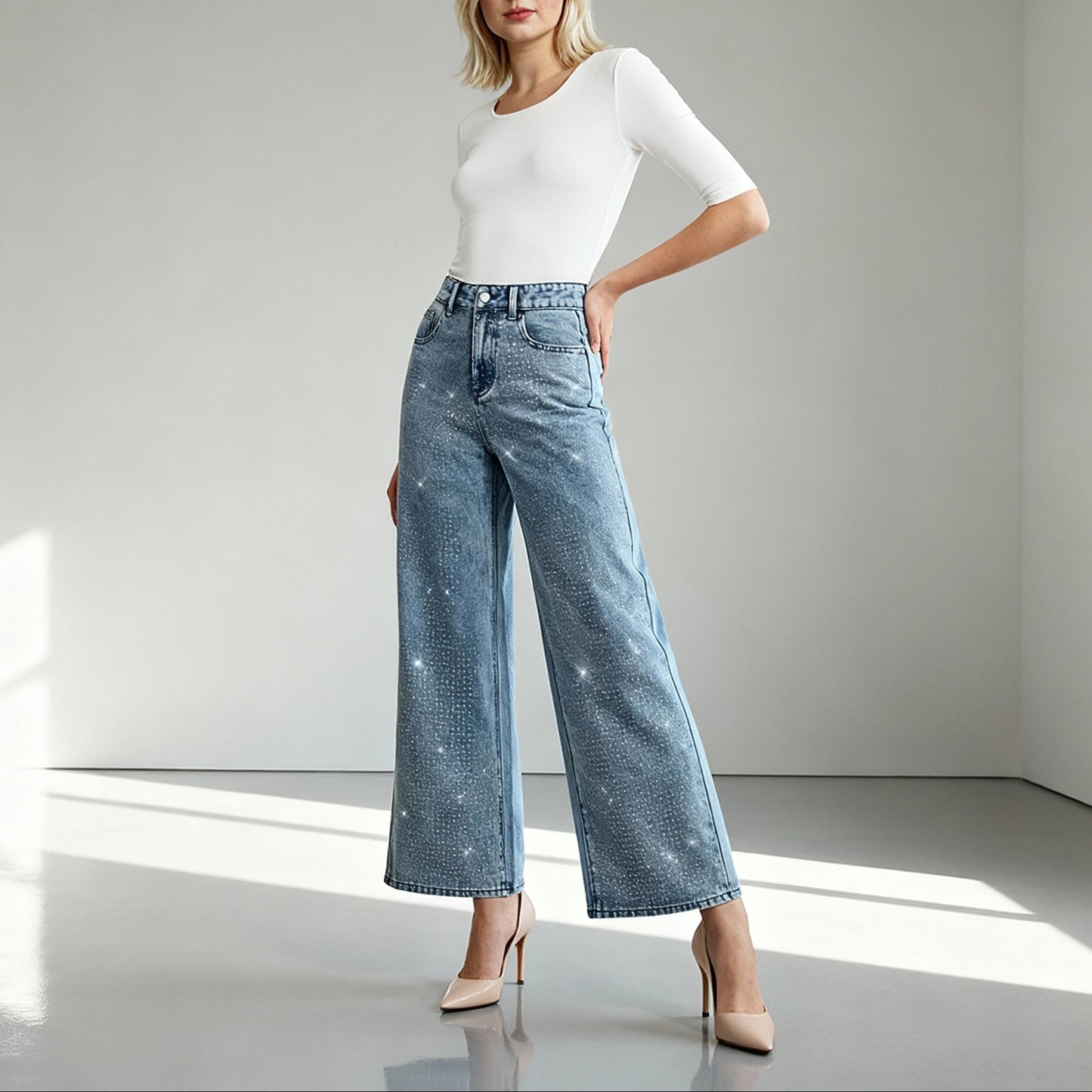 Sofie | Dames High-Waist Jeans met Wijde Pijpen