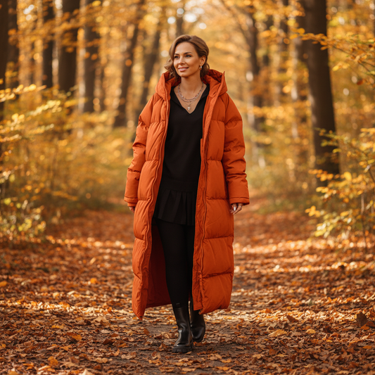 Anouk | Dames Lange Gewatteerde Pufferjas met Capuchon