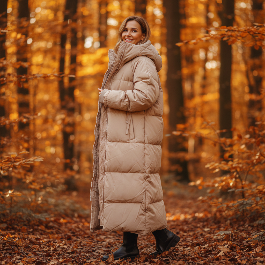 Anouk | Dames Lange Gewatteerde Pufferjas met Capuchon