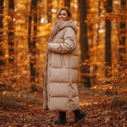 Anouk | Dames Lange Gewatteerde Pufferjas met Capuchon