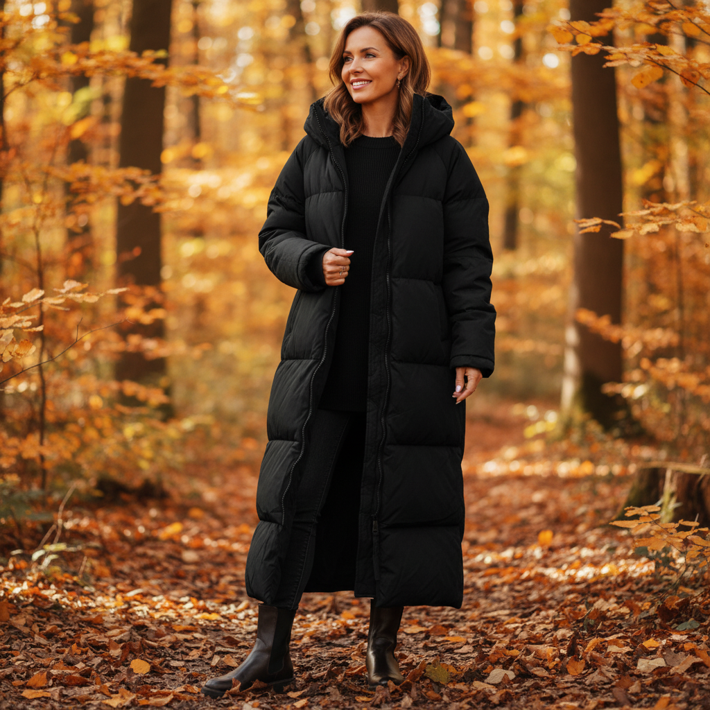 Anouk | Dames Lange Gewatteerde Pufferjas met Capuchon