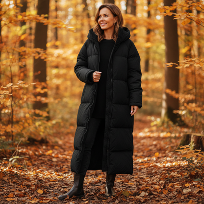 Anouk | Dames Lange Gewatteerde Pufferjas met Capuchon