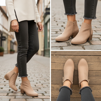 Femke | Dames Suède Enkellaarsjes met Rits