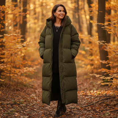 Anouk | Dames Lange Gewatteerde Pufferjas met Capuchon