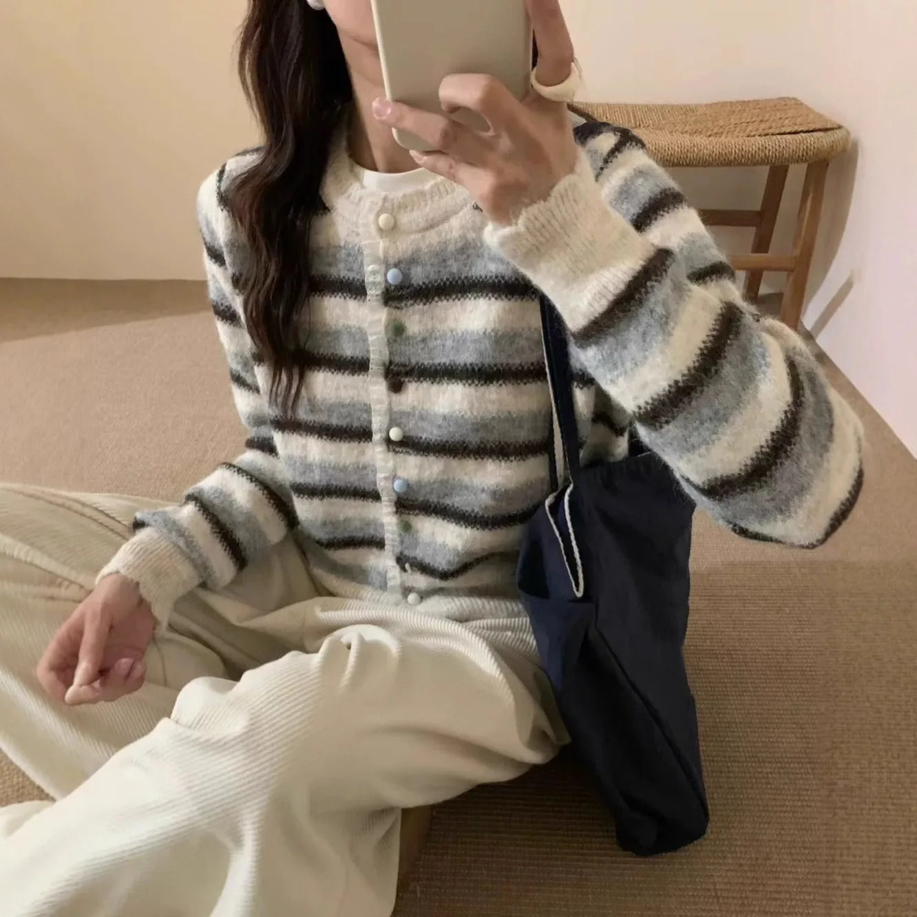 Sanne | Gestreepte Winter Trui Top