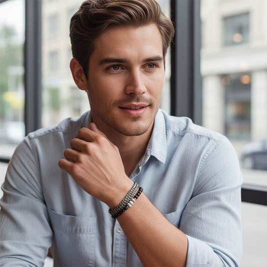 Milan | Heren Stainless Steel Dubbel Gevlochten Armband