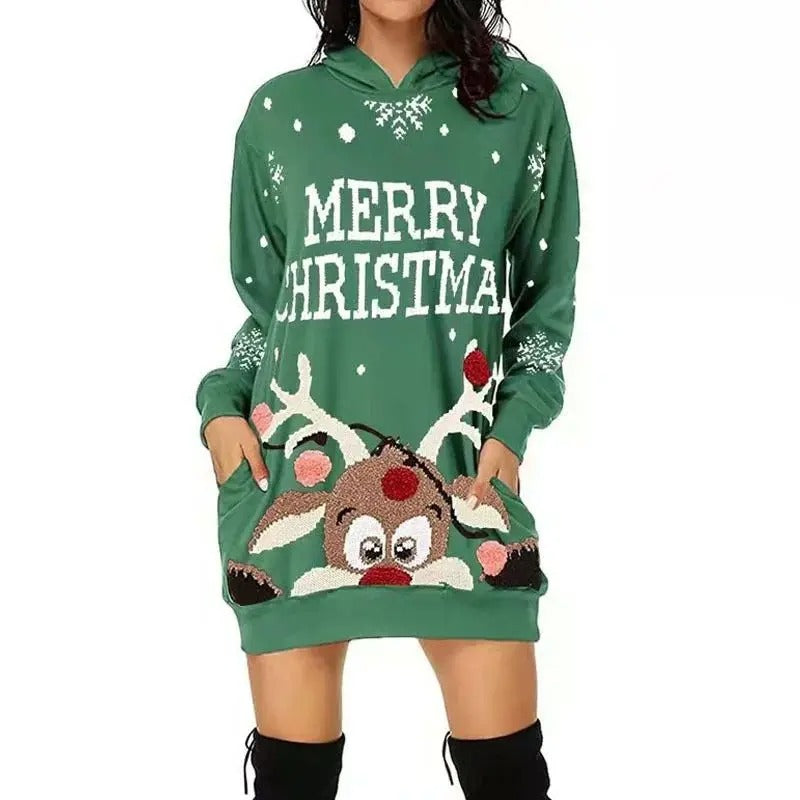 🎁 2. Merry Christmas Hoodie Dress