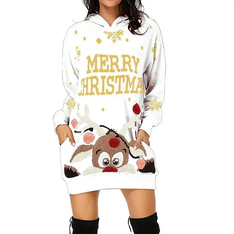 🎁 2. Merry Christmas Hoodie Dress