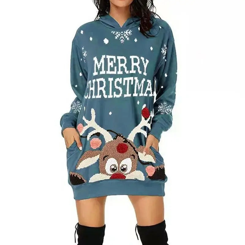🎁 2. Merry Christmas Hoodie Dress